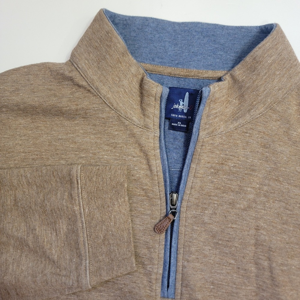 Johnnie-O Performance Cotton Mens XXL Quarter Zip Pullover Sweater Brown CAMEL